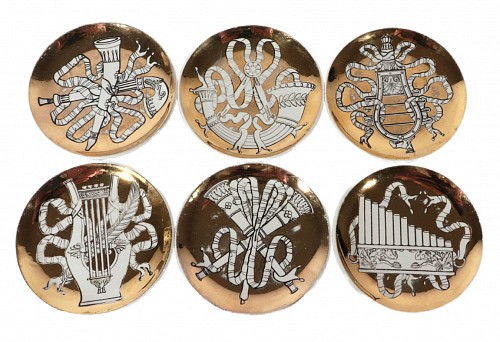 Piero Fornasetti Piero Fornasetti Ceramic Musicalia Coasters, A Set of Six, Early 1960s $350