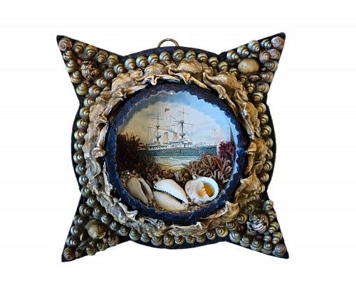 Inventory:  Sailor's Valentine, British Star-form Valentine Diorama of Ship, 1900, $1,250