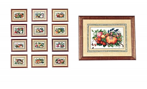 China Trade China Trade Watercolor and Gouache Set of Twelve Paintings of Fruit and Flowers, 1850 $15,000