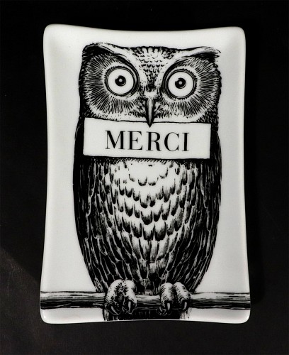 Piero Fornasetti Fornasetti Atelier Ceramic Tray Decorated with An Owl, 21st Century SOLD &bull;