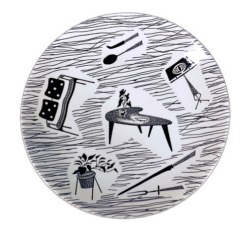 Inventory:  Ridgway Potteries, Homemaker Pattern Plate designed by Enid Seeney for the Ridgway Potteries, 1960's, $225