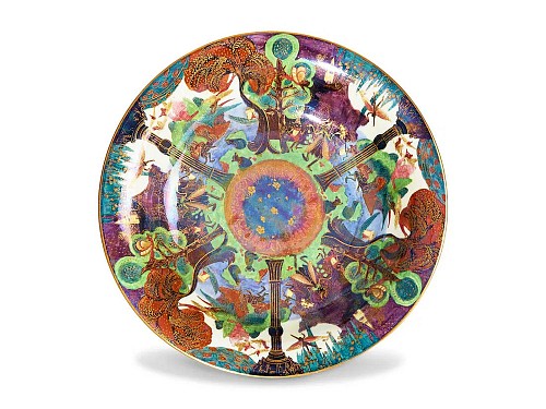 Inventory:  Wedgwood Porcelain, Wedgwood Fairyland Lustre Charger "Garden of Paradise", Daisy Makeig-Jones., 1920s