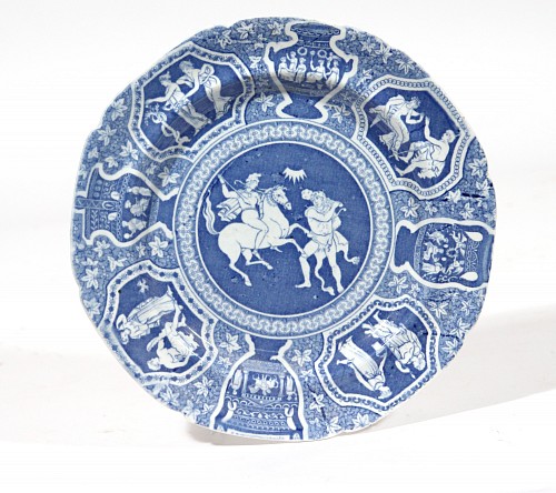 Spode Factory Spode Pottery Neo-classical Greek Pattern Blue Side Plate, Heracles Fighting Hippolyta, 1810-25 $150