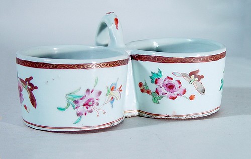 Inventory:  Chinese Export Porcelain, Chinese Export Porcelain Famille Rose Cruet Holder, Circa 1735-50, $850