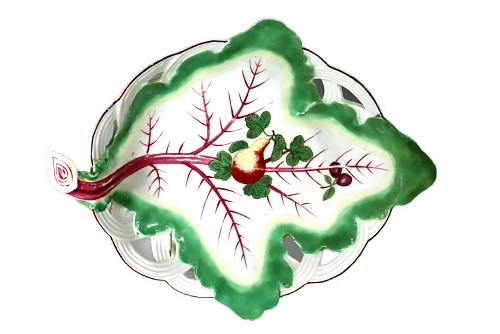 Chelsea Factory 18th-Century Chelsea Porcelain Tromp L'oeil Leaf Dish with Fruit, 1758-60 $3,750