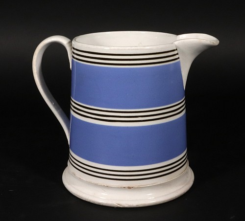 Mocha English Pottery Mocha Banded Blue Slip Jug, 1840 $750