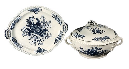 Inventory:  First Period Worcester Porcelain, First Period Worcester Porcelain Pine Cone Pattern Large Dish, 1770, $3,500