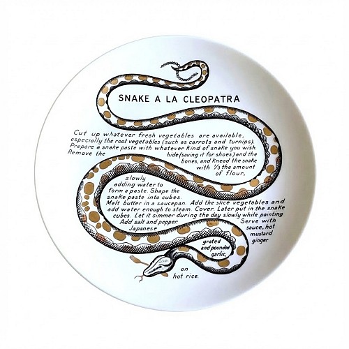 Piero Fornasetti Piero Fornasetti Fleming Joffe Recipe Cook Plate- Snake a la Cleopatra, 1960s-1974 $750