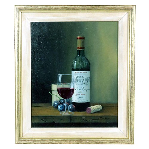 Inventory:  Peter A. Kotka, Peter A. Kotka, Stiil Life with Bottle of 1997 Chateau Belgrave Haut Medoc, Grand Cru Classe, Glass & Cheese, 1997, $1,950