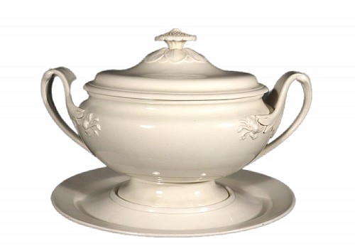 Inventory:  Creamware Pottery, 18th-century Wedgwood Creamware Soup Tureen, Cover & Stand, 1790-1800, $3,500
