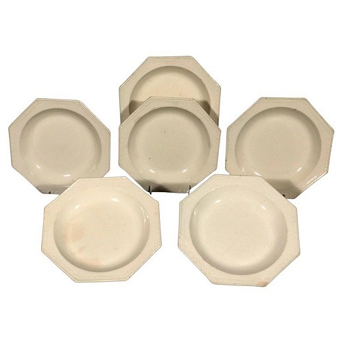 Creamware Pottery English Plain Creamware Soup Plates- a Set of Six, 1800-30 $1,250
