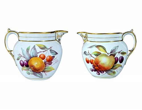 British Porcelain Antique Davenport Porcelain Fruit Decorated Jug, Circa 1815-20 $1,500