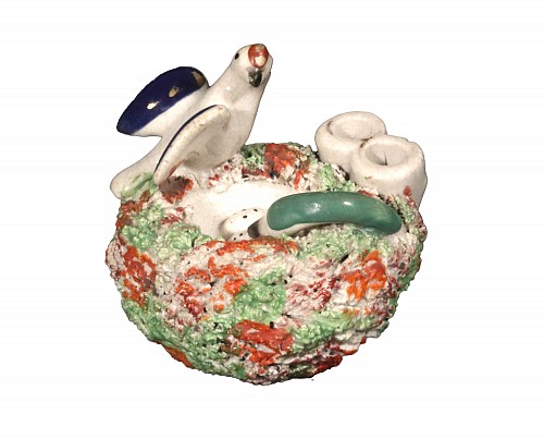 British Porcelain English Porcelain Inkwell & Quill holder Bird's Nest, 1840 $250