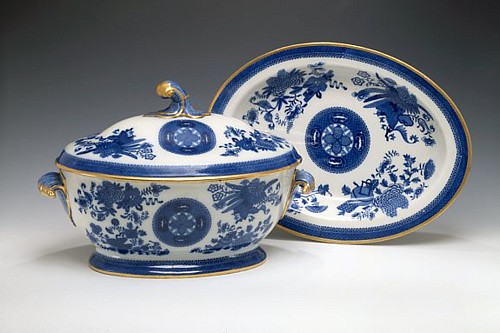 Pearlware English Pearlware Fitzhugh Tureen, Cover and Stand, 1820 SOLD &bull;