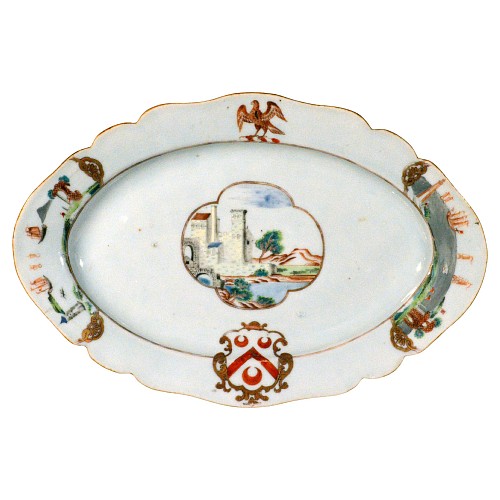 Inventory:  Chinese Export Porcelain, Chinese Export Porcelain Armorial Dish, Arms of Pole, Circa 1745, $3,500