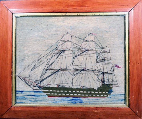 Inventory:  Sailor's Woolwork, British Sailor's Woolwork of a Second Rate Battleship, 1875, $2,500