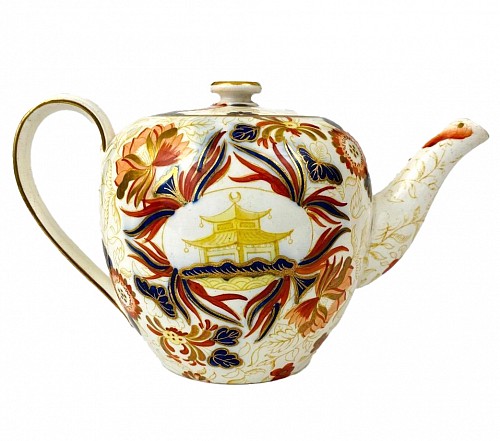 Inventory:  British Porcelain, English Porcelain Chinoiserie Imari Teapot, 19th Century, $850
