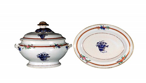 Chinese Export Porcelain Chinese Export American Market Blue Enamel Soup Tureen, Cover & Stand, 1780 $2,500