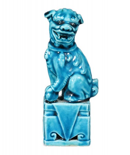 Chinese Export Porcelain Chinese Porcelain Turquoise Foo Dog, Mid-20th Century $100