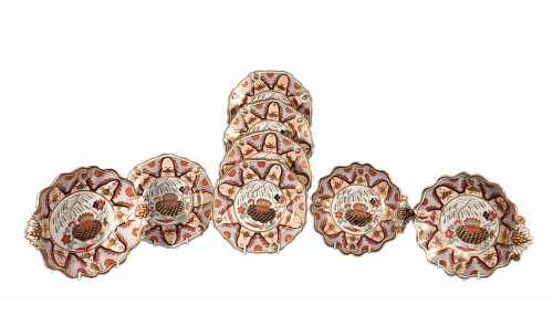 Inventory:  British Porcelain, English Porcelain Part Dessert Japan Pattern Service, Hammersley Factory, 19th Century, $1,950
