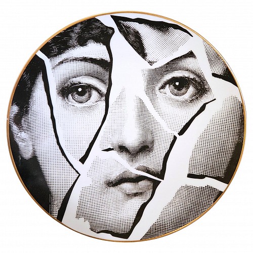 Piero Fornasetti Rosenthal Porcelain Surreal Themes & Variations Plate For Piero Fornasetti, Cracked Ice Design, Motiv 23, 1980s $795