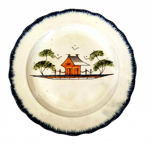 Pearlware Blue Feather-edge Prattware Plate, Circa 1810-20 $550