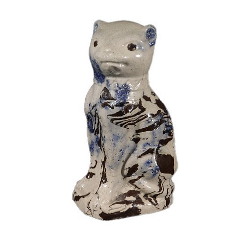 Salt Glazed Stoneware Agate Saltglaze Stoneware Large Model of Seated Cat, 1745-65 $3,800