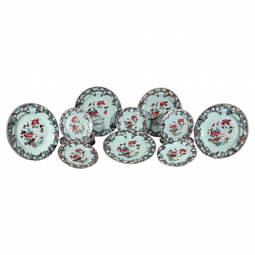 Chinese Export Porcelain Chinese Export Famille Rose Porcelain Dinner Service-Eighteen Pieces, Circa 1730-35 $25,500