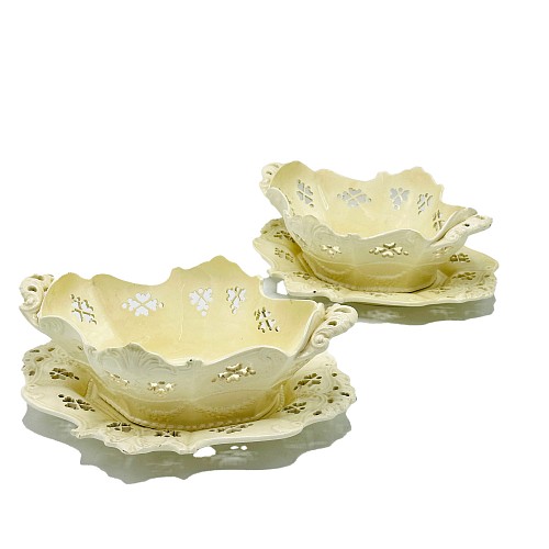 Creamware Pottery 18th-century English Creamware Baskets and Stands, 1775