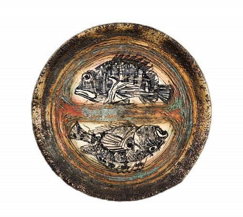 Mid-century Modern Studio Pottery Double Fish Dish, La Fuente (2003), 2003 $950