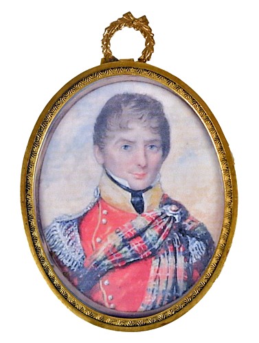 Inventory:  Portrait Miniature, Regency Era Portrait Miniature: "Captain A. Jamieson," 92nd or 93rd Highlanders, 1815-30, $3,000