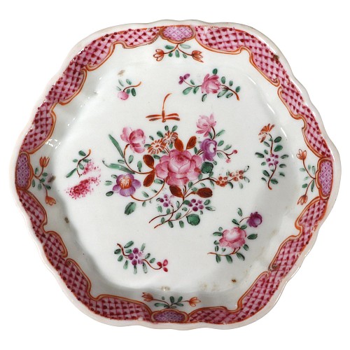 Chinese Export Porcelain Chinese Export Porcelain Famille Rose Botanical Teapot Stand, 1775 $450