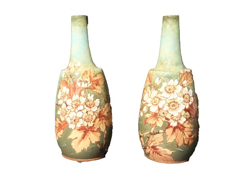 Inventory:  Doulton, English Pottery Vases decorated with Flowers and Leaves, Doulton, 1870-80, $500