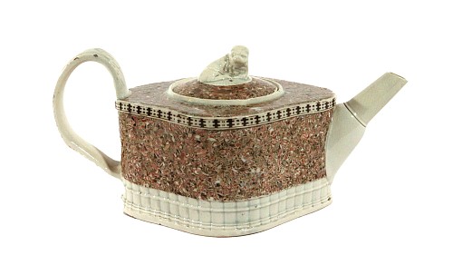 Pearlware English Inlaid Agate Pottery Teapot and Cover with Lion Finial, 1780 $2,500