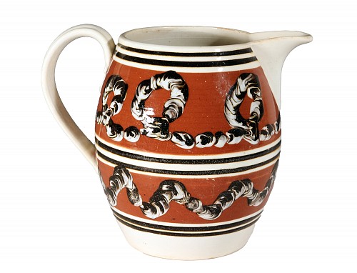 Inventory:  Mocha, English Mocha Pottery Jug with Double Earthworm Design, 1820, $2,500