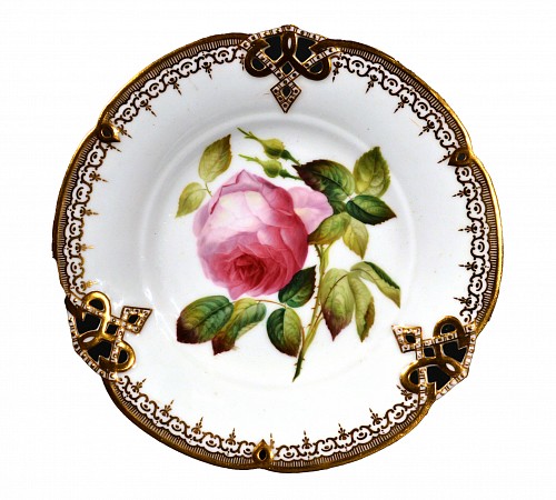 Minton Factory Minton Bone China Porcelain Botanical Specimen Plate of a Rose, Pattern # 9762, Circa 1850 $350