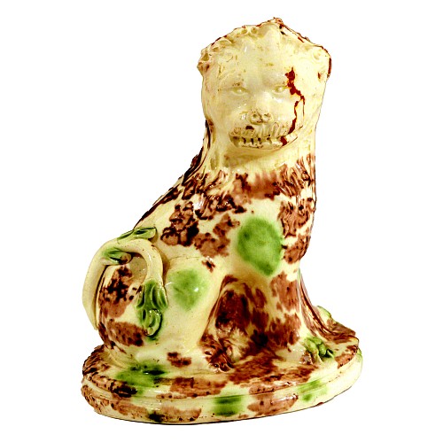Creamware Pottery English Pottery Whieldon Tortoiseshell Seated Lion, Circa 1775 $3,750