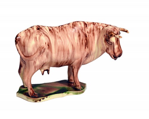 Creamware Pottery Rare Whieldon-type Rare Lead-glaze Creamware Model of a Cow, Circa 1765-75 $3,500