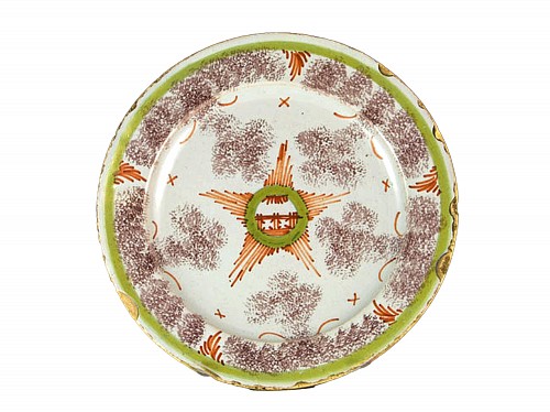 Inventory:  British Delftware, 18th-Century Bristol Delftware Star Plate, Circa 1740-50, $950