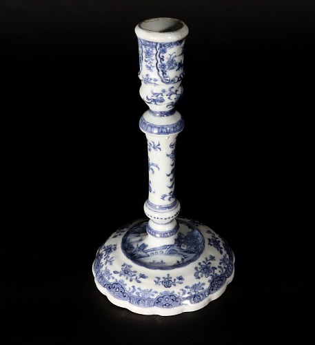 Inventory:  Chinese Export Porcelain, Chinese Export Porcelain Underglaze Blue Candlestick, 1775, SOLD &bull;