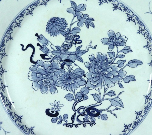 Inventory:  Chinese Export Porcelain, Chinese Export Porcelain Underglaze Blue Botanical Circular Dish, 1775, SOLD &bull;