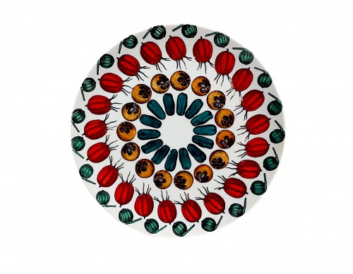 Inventory:  Piero Fornasetti, Early Piero Fornasetti Porcelain Plate-- Giastra di Frutta # 6, 1955-65, $550