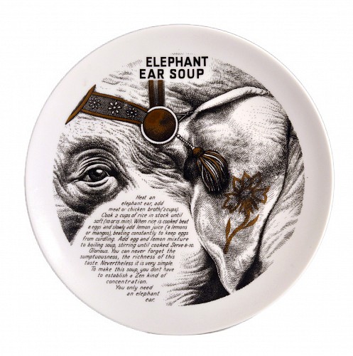 Piero Fornasetti Piero Fornasetti Fleming Joffe Porcelain Plate- Elephant Ear Soup, 1960s $600