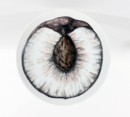 Piero Fornasetti Piero Fornasetti Porcelain Sezioni Di Frutta Dessert Plate, No 4 for Tiffany, 1970s $500