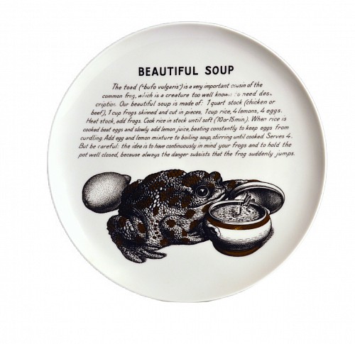 Piero Fornasetti Piero Fornasetti Fleming Joffe Plate- Beautiful Soup, 1960s $850