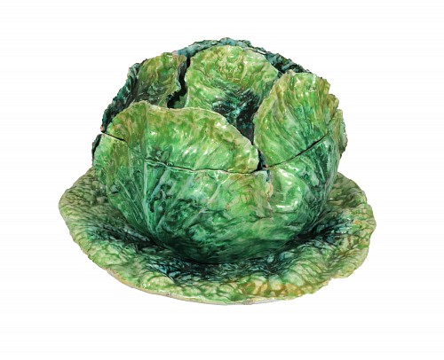 Inventory:  Mid-century Modern, Garden Whimsy: Large Italian Ceramic Cabbage Tureen & Stand, $7,500