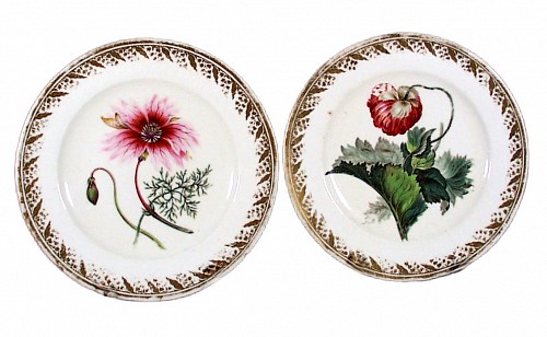 Inventory:  Derby Factory, Antique Derby Porcelain Pair of Plates, Pattern Number 115 by John Brewer, Circa 1795-1805, $1,250