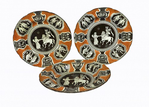 Herculaneum Herculaneum Pottery Greek Pattern Neo-classical Red Soup Plates,
Refreshment for Phliasian Horseman,
, 1815 $700