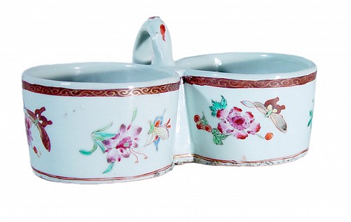 Inventory:  Chinese Export Porcelain, Chinese Export Porcelain Famille Rose Cruet Holder, Circa 1735-50, $850