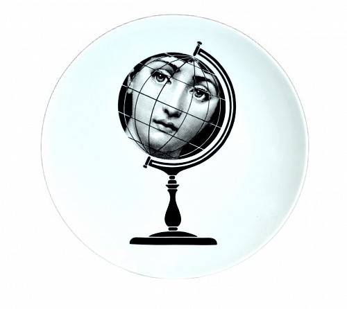Inventory:  Piero Fornasetti, Fornasetti Themes & Variations Plate, Number 119, the iconic image of  Lina Cavalieri as a Globe, Atelier Fornasetti, 1980s-1990, $785